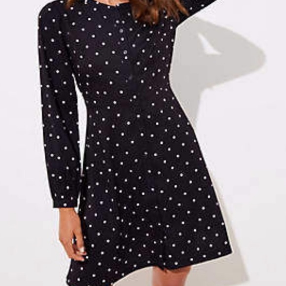 LOFT | Dresses | Loft Long Sleeve Polka 